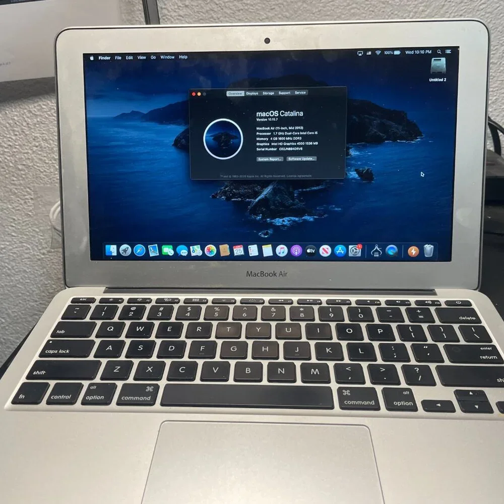 Apple MacBook Air MD223LL/A 2012 i5 1.70GHz 4GB RAM 64GB SSD 11 inch - Catalina
